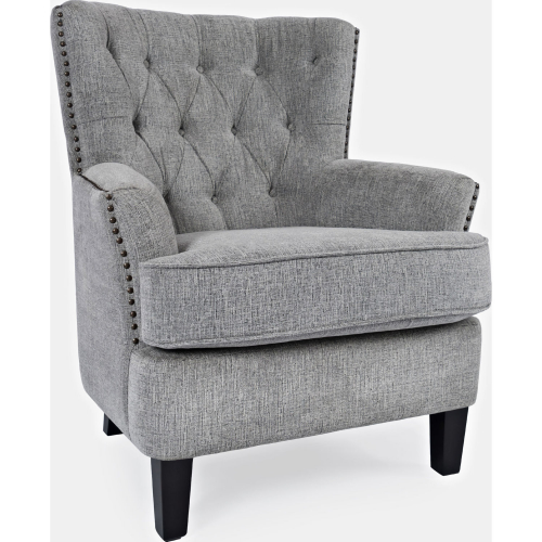 Bryson Accent Chair in Tufted Ash Gray Fabric w/ Nailhead Trim